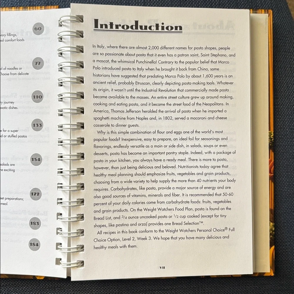 Weight Watchers Pasta Cookbook 182 recipes with pasta spiral‎ bound